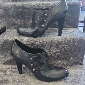 Franco Sarto Black Heels with Lace-Up Design